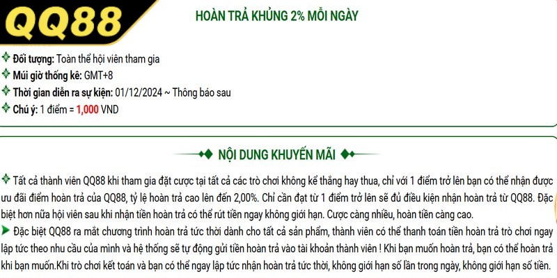 Điều kiện nhận thưởng